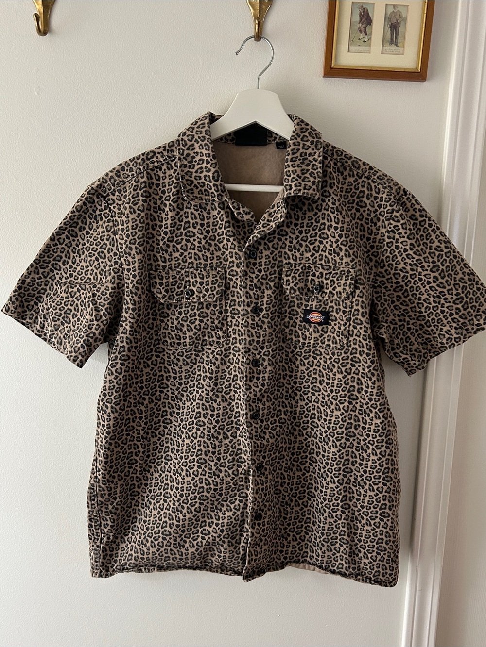 Dickies Short-Sleeve Leopard Print Button-Up Shirt